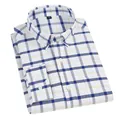Casual blue and yellow plaid long-sleeved men's button-down shirt with chest pocket - S / Tops / Blue and Yellow Plaid