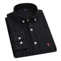 Klassisches schwarzes Baumwollhemd für Herren mit weißen Längsstreifen und Slim-Fit - XL/41 / Oberteile / Effen Schwarz mit Weißen Vertikalen Nadelstreifen