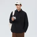 Schwarzes Langarm-Strukturhemd für Herren, perfekt für einen minimalistischen Streetstyle. - XL/41 / Oberteile / Schwarz (C3012)