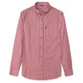 Rotes und weißes Gingham-Langarmhemd für Herren aus atmungsaktiver Baumwolle mit Tasche - XL/41 / Oberteile / Rot Weiß Kariert