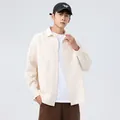 Lässiges strukturiertes Langarmhemd für Herren in Creme mit Brusttasche und klassischem Kragen - XL/41 / Oberteile / Weiß