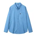Klassisches, blau-weiß kariertes Langarmhemd aus Baumwolle für Herren, Button-down - XL/41 / Oberteile / Olivenblau