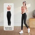 Professional two-piece yoga set with pink sports bra and black high-waist leggings - S / Top And Bottom / Barbie Pink + Stellar Black