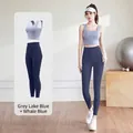 Yoga sports set in lake blue and deep navy color combination - Lake Blue + Whale Blue