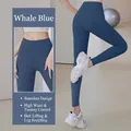 Premium high-waisted nude-feel yoga leggings in blue for gym fitness and workouts - S / Bottoms / Whale Blue