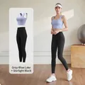 Grey lake blue sports bra and black high waist yoga leggings set - Grey Lake Blue + Starry Black