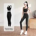 Two-piece yoga fitness set with sports bra and high waist leggings in starlight black - Starry Black + Starry Black