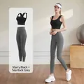 Two-piece shockproof yoga set in Stellar Black and Sea Salt Grey for women's fitness - Starry Black + Sea Salt Grey