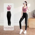 High-waist yoga set featuring bean paste pink sports bra and starry black leggings - Dusty Pink + Starry Black