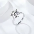 Classic six-prong 5-carat Moissanite ring with brilliant-cut gemstone on silver band - Size 18 (US 8) / Large Carat (With Gift Box and Certificate Set)