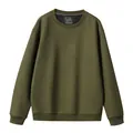 Men's minimalist olive green crewneck sweatshirt with ribbed cuffs and hem for casual wear - S / Tops / Army Green