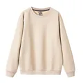 Comfortable solid beige men's crewneck sweatshirt featuring ribbed cuffs and hem - S / Tops / Khaki