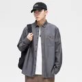 Casual herenhemd met lange mouwen in grijs imitatie denim met handige borstzak - 39/M / Tops / Zilverijs
