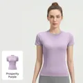 Top da yoga slim fit ad alta elasticità in viola chiaro per fitness e abbigliamento sportivo - Viola Changrong