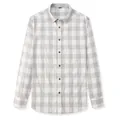 Ανδρικό πουκάμισο slim fit με γκρι και λευκό καρό, μακρυμάνικο βαμβακερό casual στυλ - S / Tops / Ανοιχτό γκρι