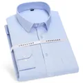 Professional men's light blue checkered business shirt made of premium non-iron cotton - 38 / Tops / Blue Plaid