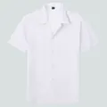 Relaxed fit men's Cuban collar short sleeve shirt in a clean and solid white finish. - M / Tops / White