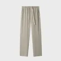 Pantalones casuales de seda de hielo para hombre en gris claro con cordón ajustable - M / Bottoms / Caqui