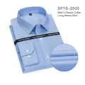 Men's blue checkered non-iron 100% cotton long-sleeve business dress shirt - 38/S / Tops / Fine Blue Check
