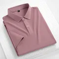 Dusty rose short-sleeved polo shirt in honeycomb pique fabric for business casual - M(170/88A) / Tops / Apricot