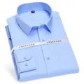 Men's light blue long sleeve business dress shirt non-iron liquid ammonia cotton - 38 / Tops / Solid Blue