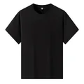 Men's plain black short-sleeve T-shirt in loose Sorona antibacterial fabric - M / Tops / Black