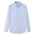 Chemise Oxford pour homme en coton bleu clair à manches longues avec col boutonné et poche - Bleu ciel