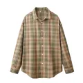 Chemise unisexe à carreaux marron et vert pour le printemps style coréen décontracté - Carreaux Verts