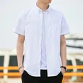 Camicia casual classica in Oxford a maniche corte da uomo con pratica tasca sul petto - S (38) / Top / Bianco