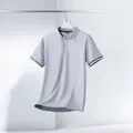 Men's light grey short-sleeved Polo shirt with breathable ice-silk texture - M / Tops / Light Gray (PY45)
