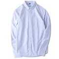 Camicia casual da uomo a righe verticali azzurre a maniche lunghe - Taglia S / Top / Righe Blu (C801)