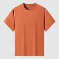 Professional loose fit men's short-sleeved T-shirt in burnt orange Sorona fabric - M / Tops / Brown