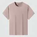 Premium men's solid color short sleeve T-shirt in dusty rose, loose fit Sorona fabric - Silver Pink