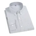Chemise Oxford classique à rayures grises et blanches pour hommes - Rayure Grise