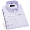 Men's business casual light purple micro-checked non-iron cotton long-sleeved dress shirt - 38 / Tops / Purple Plaid