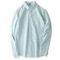 Chemise décontractée à rayures verticales vert menthe et blanc pour homme à manches longues - S / Hauts / Rayures Vertes (C801)