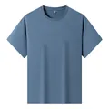 Loose fit men's short-sleeved blue T-shirt featuring premium smooth Sorona fabric - Haze Blue