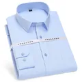 Premium men's blue pinstriped long sleeve cotton dress shirt featuring a chest pocket - 38 / Tops / Blue Vertical Stripes