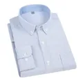 Chemise Oxford en coton à rayures bleu clair et blanc pour homme, style décontracté - Rayé Bleu