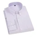 Chemise Oxford classique pour homme à rayures violettes, haut décontracté en coton à manches longues - Rayures violettes