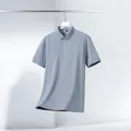 Premium light grey men's cooling short sleeve polo shirt with breathable mesh fabric - M(170/88A) / Tops / Light Gray