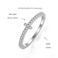 S925 sterling silver cross eternity ring with full moissanite stones - US Size 4.5 / Total 0.32ct