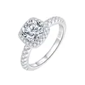 Elegante anello moissanite da 1 carato taglio cushion in argento sterling S925 donna - Taglia 18 (US 8) / Stile di Lusso Halo da 3 Carati (RM1007)