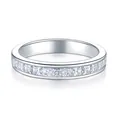 Anillo de eternidad en plata de ley 925 con moissanitas de corte princesa engastadas - Talla US 9 / 2*2mm (1.04ct)