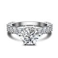 Elegant 3ct round moissanite engagement ring with brilliant side stones in silver - US 5 / 3 ct