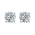 Elegante 1 karaat moissanite oorknopjes in 925 sterling zilveren zetting met vier klauwen. - Eenvoudige Vier-Poot Oorknopjes (EM4020) / 50-55 Punten/DE Kleur/VS-VVS Helderheid (Met IGI)