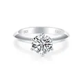 Anello classico in argento S925 con moissanite da 1,0 CT e montatura a sei griffe - Aperto Regolabile / 0.5 Carat