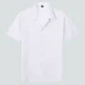 Chemise blanche à manches courtes pour homme avec col cubain et poche - M / Hauts / Chemise à Manches Courtes - Blanc (D2102)