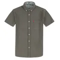 Camicia Oxford casual a maniche corte a righe verde oliva da uomo con taschino - Striscia Verde