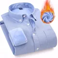 Premium men's light blue Oxford shirt featuring warm fleece lining and long sleeves - 39/M / Tops / Sky Blue